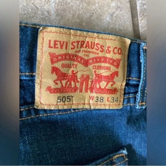 Levis 505 Jeans Men 38x34 Regular Fit Medium Wash - Picture 9 of 9